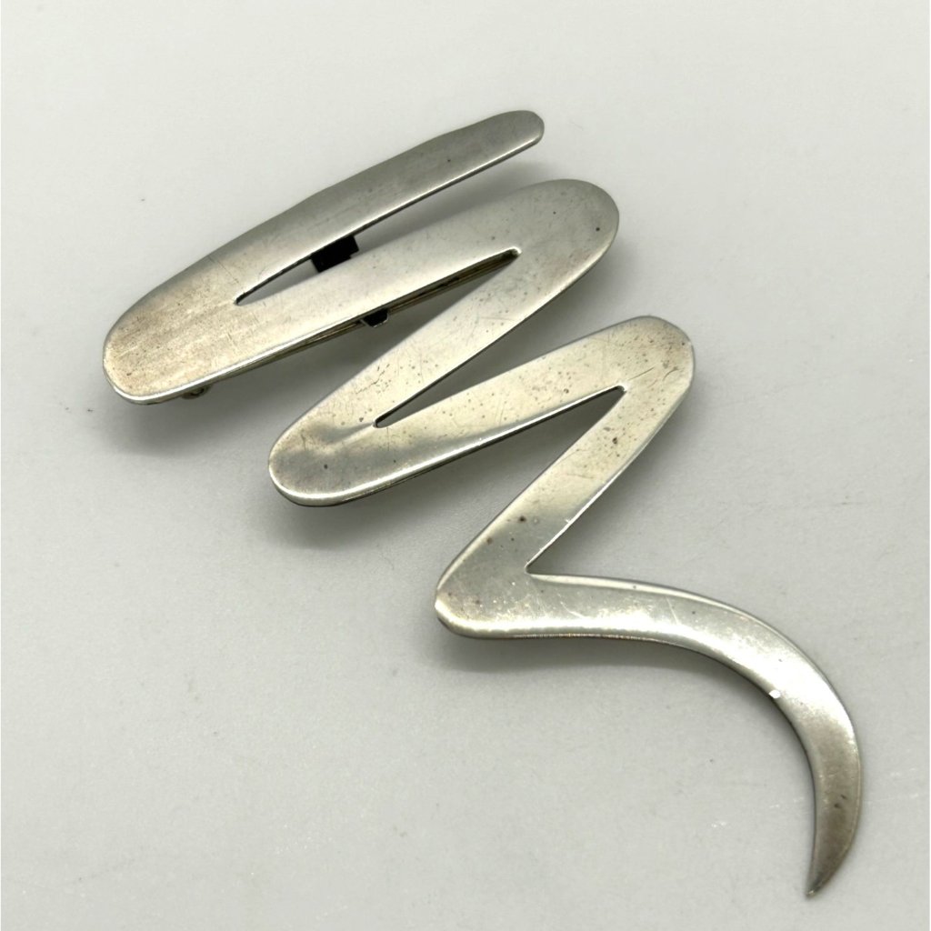 Vintage Sterling Silver Zig Zag Brooch Taxco Mexico 925 Statement 1292 Grams 100$